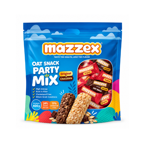 Mazzex Oat Snack Party Mix | Original & Chocolate | 400g | High-Fiber Whole Grain Oat Snack Mix