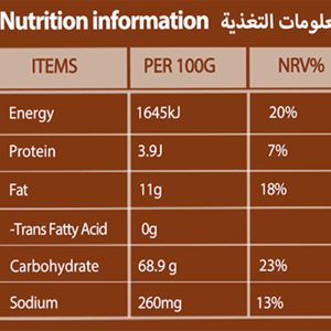 Instant Oat Drink Nutrition Information