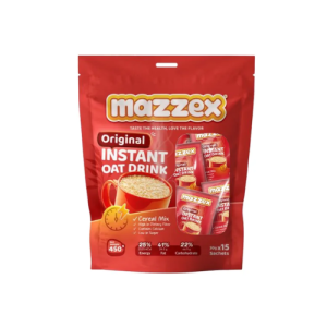Mazzex Original Instant Oat Drink 450g (15 x 30g Sachets) – High-Fiber Whole Grain Instant Oat Beverage