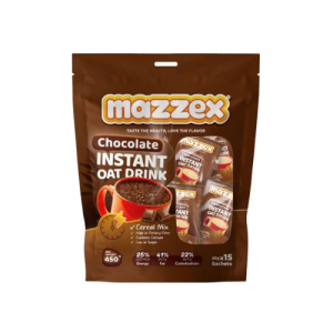 Mazzex Chocolate Instant Oat Drink 450g (15 x 30g Sachets) – High-Fiber Whole Grain Chocolate Oat Beverage