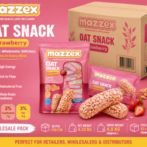 Mazzex Strawberry Oat Snack Wholesale Carton Pack MOQ 36 x 120g | No Added Sugar High Fiber Oat Snack Bars
