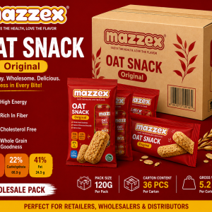Mazzex Original Oat Snack Wholesale Carton Pack MOQ 36 x 120g | High Fiber Crunchy Oat Bars