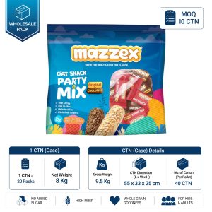 Mazzex Oat Snack Party Mix | Original & Chocolate | 400g | High-Fiber Whole Grain Snack Bars | 1 CTN (24 Packs)
