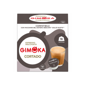 Gimoka Dolce Gusto Compatible Cortado Capsules | 16 Capsules | Smooth Espresso with Milk | Italian Coffee Capsules