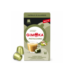 Gimoka Nespresso Compatible Pistacchino Capsules | 10 Capsules (65g) | Creamy Italian Pistachio Beverage