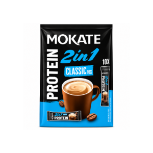 Mokate 2 in 1 Protein Classic Instant Coffee | 10 Sachets x 8g | High Protein Coffee Mix | 80g