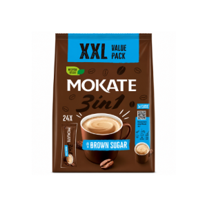 Mokate 3 in 1 Brown Sugar Instant Coffee XXL | 24 Sachets x 17g | Creamy Coffee Mix | 408g