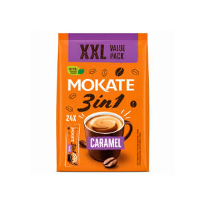 Mokate 3 in 1 Caramel Instant Coffee XXL | 24 Sachets x 17g | Creamy Caramel Coffee Mix | 408g