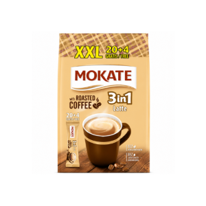 Mokate 3 in 1 Latte Roasted Instant Coffee XXL | 24 Sachets x 15g | Creamy Roasted Latte Coffee Mix | 360g| 24 Sachets x 15g | Creamy Roasted Latte Coffee Mix | 360g