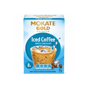 Mokate Gold Iced Coffee White Chocolate | 8 Sachets x 15g | Premium Instant Iced Coffee Mix | 120g