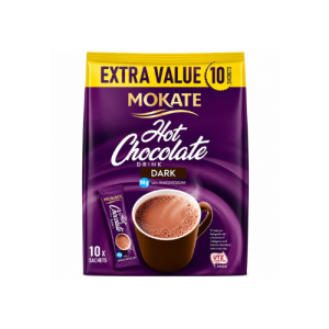 Mokate Hot Chocolate Dark Drink | 10 Sachets x 18g | Rich Instant Dark Chocolate Beverage Mix | 180g