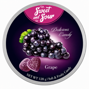 Mrs Sweet & Mr Sour Soft Candy Grape | 128g | Chewy Grape Flavored Soft Candy | Fruity Candy