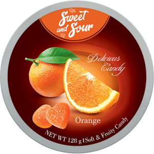 Mrs Sweet & Mr Sour Soft Candy Orange | 128g | Chewy Orange Flavored Soft Candy | Fruity Candy