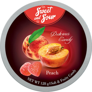 Mrs Sweet & Mr Sour Soft Candy Peach | 128g | Chewy Peach Flavored Soft Candy | Fruity Candy