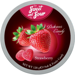 Mrs Sweet & Mr Sour Soft Candy Strawberry | 128g | Chewy Strawberry Flavored Soft Candy | Fruity Candy