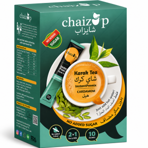 Chaizup Instant Premix Cardamom Tea No Sugar | 10 Sachets x 14g | Sugar-Free Instant Elaichi Tea Mix | 140g