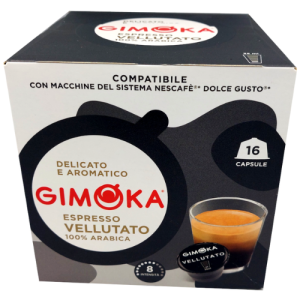 Gimoka Dolce Gusto Compatible Espresso Vellutato Capsules | 16 Capsules | Smooth & Velvety Italian Espresso Coffee