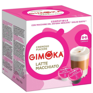 Gimoka Dolce Gusto Compatible Latte Macchiato Capsules | 16 Capsules | Creamy Italian Coffee & Milk Beverage