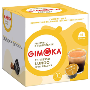 Gimoka Dolce Gusto Compatible Lungo Capsules | 16 Capsules | Smooth Italian Long Espresso Coffee