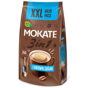 Mokate 3 in 1 Brown Sugar Instant Coffee XXL | 24 Sachets x 17g | Creamy Coffee Mix | 408g