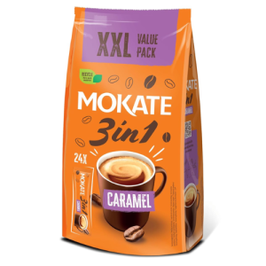 Mokate 3 in 1 Caramel Instant Coffee XXL | 24 Sachets x 17g | Creamy Caramel Coffee Mix | 408g