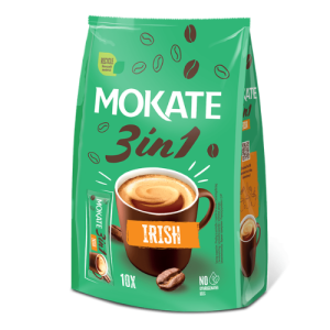 Mokate 3 in 1 Irish Coffee Instant Coffee | 10 Sachets x 17g | Creamy Irish Coffee Flavoured Mix | 170g
