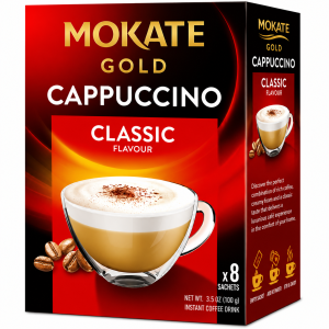 Mokate Gold Cappuccino Classic Instant Coffee | 8 Sachets x 12.5g | Premium Creamy Cappuccino Mix | 100g