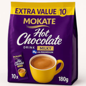 Mokate Hot Chocolate Milky Drink | 10 Sachets x 18g | Creamy Instant Milk Chocolate Beverage Mix | 180g