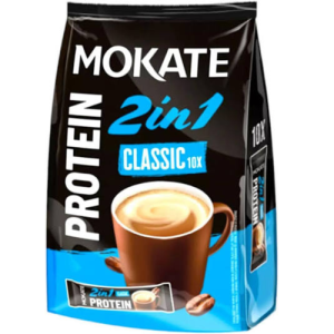 Mokate 2 in 1 Protein Classic Instant Coffee | 10 Sachets x 8g | High Protein Coffee Mix | 80g
