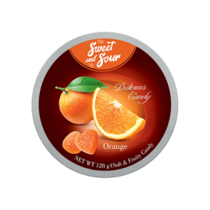 Mrs Sweet & Mr Sour Soft Candy Orange | 128g | Chewy Orange Flavored Soft Candy | Fruity Candy