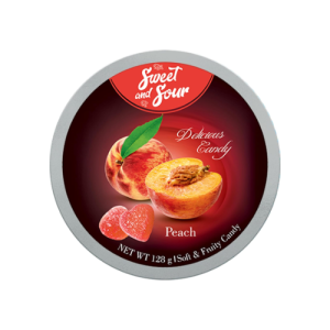 Mrs Sweet & Mr Sour Soft Candy Peach | 128g | Chewy Peach Flavored Soft Candy | Fruity Candy