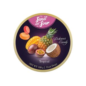 Mrs Sweet & Mr Sour Hard Candy Tropical Mix | 180g | Assorted Tropical Fruit Flavored Hard Candy | Sweet & Sour Candy