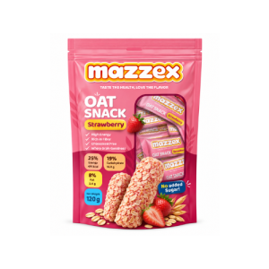 Mazzex Oatmilk Choco-Strawberry No Sugar Added Snack | 120g | Creamy Oatmilk Chocolate & Strawberry Snack | Plant-Based